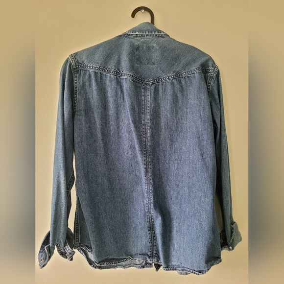 AE Long Sleeve Denim Snap Button-down Shirt - Picture 3 of 5